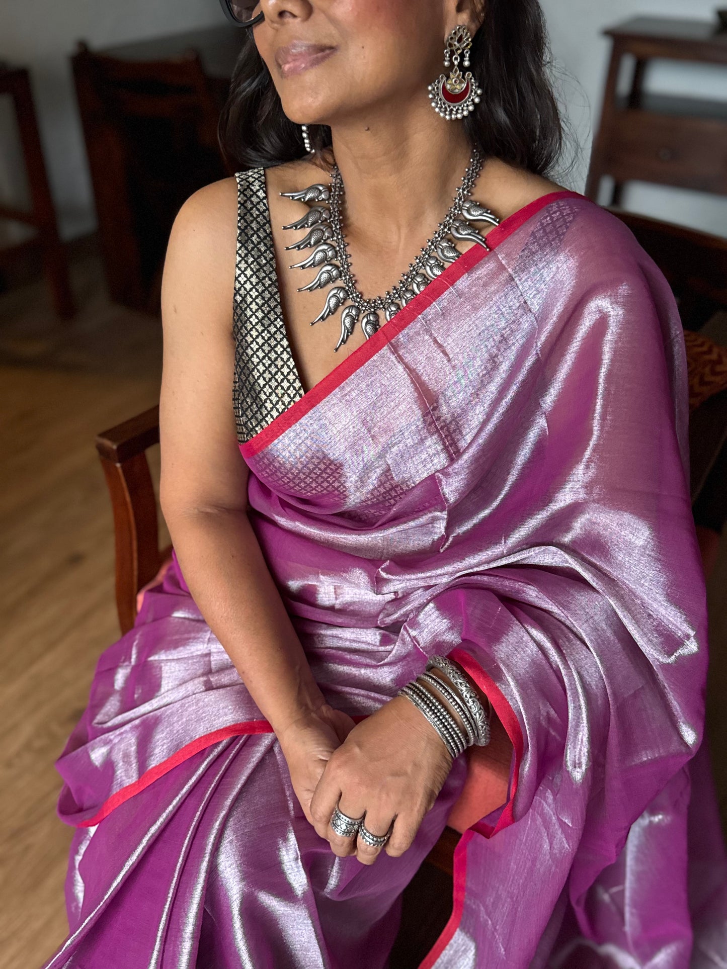 Onion Tissue Silk Saree