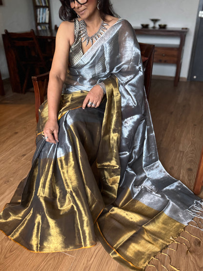 Silver Gold Tissue Silk Saree
