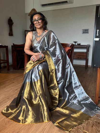 Silver Gold Tissue Silk Saree