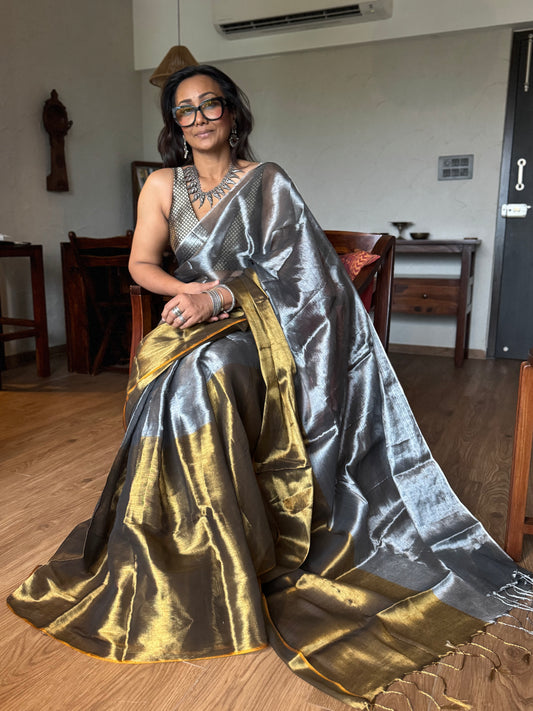Silver Gold Tissue Silk Saree
