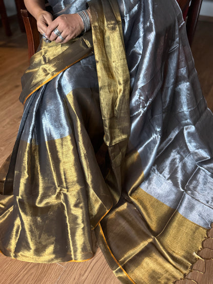 Silver Gold Tissue Silk Saree