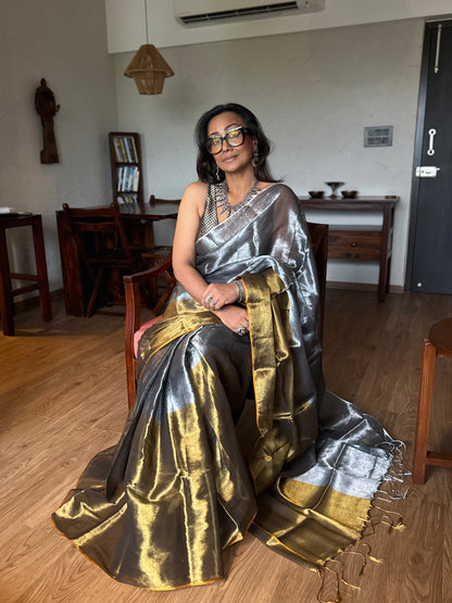 Silver Gold Tissue Silk Saree