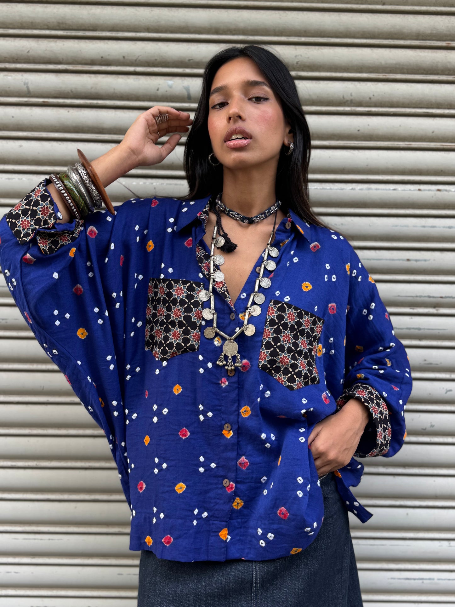 Ink Bandhani Cotton Shirt