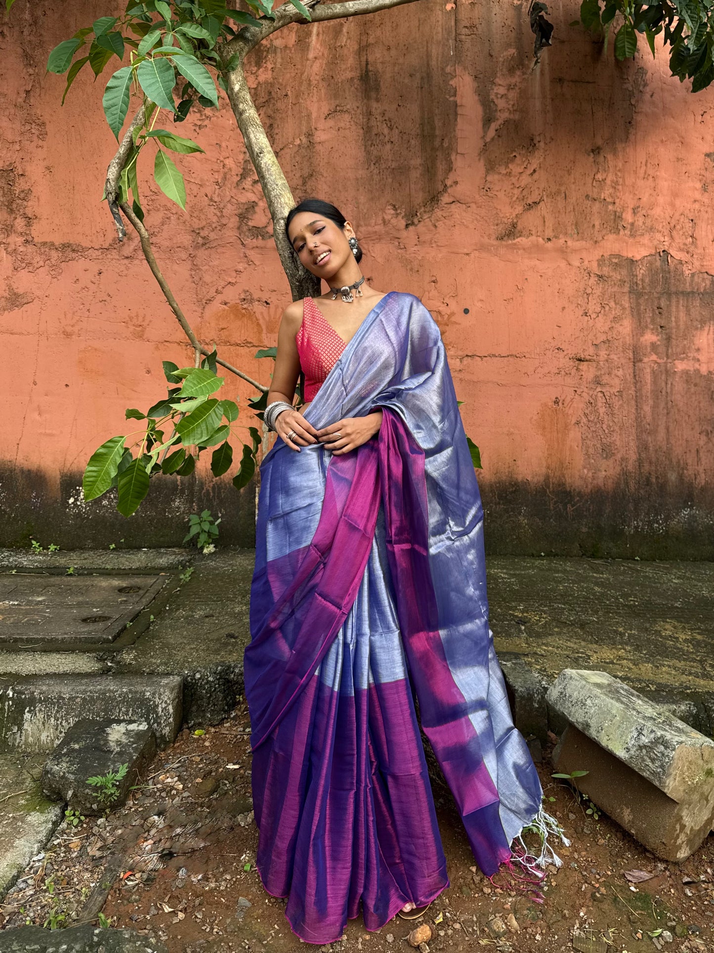 Violet Tissue Silk Saree
