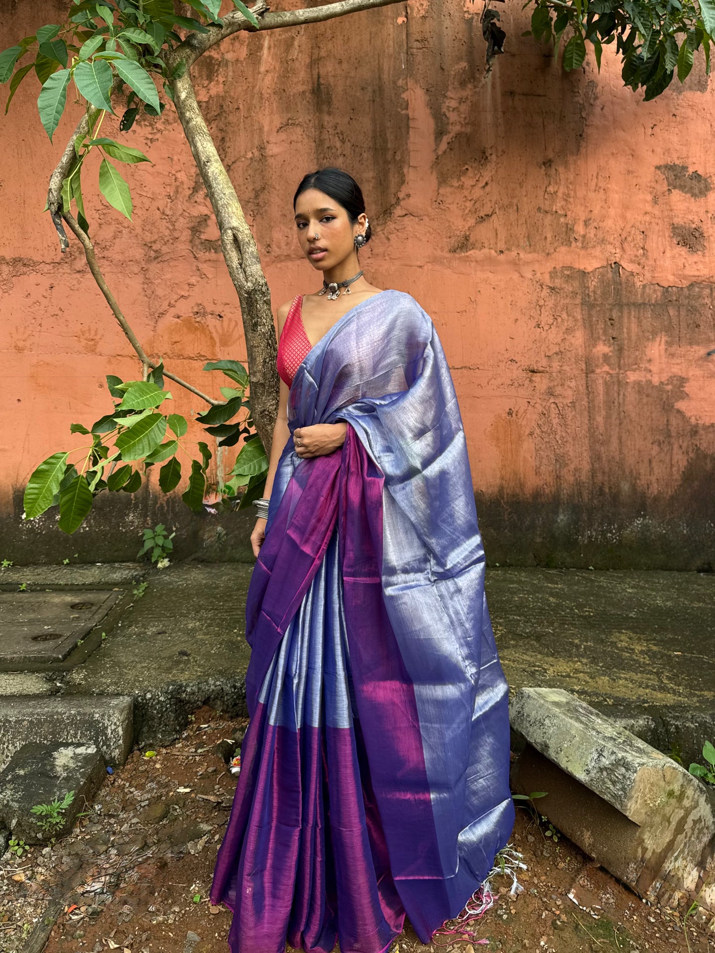 Violet Tissue Silk Saree