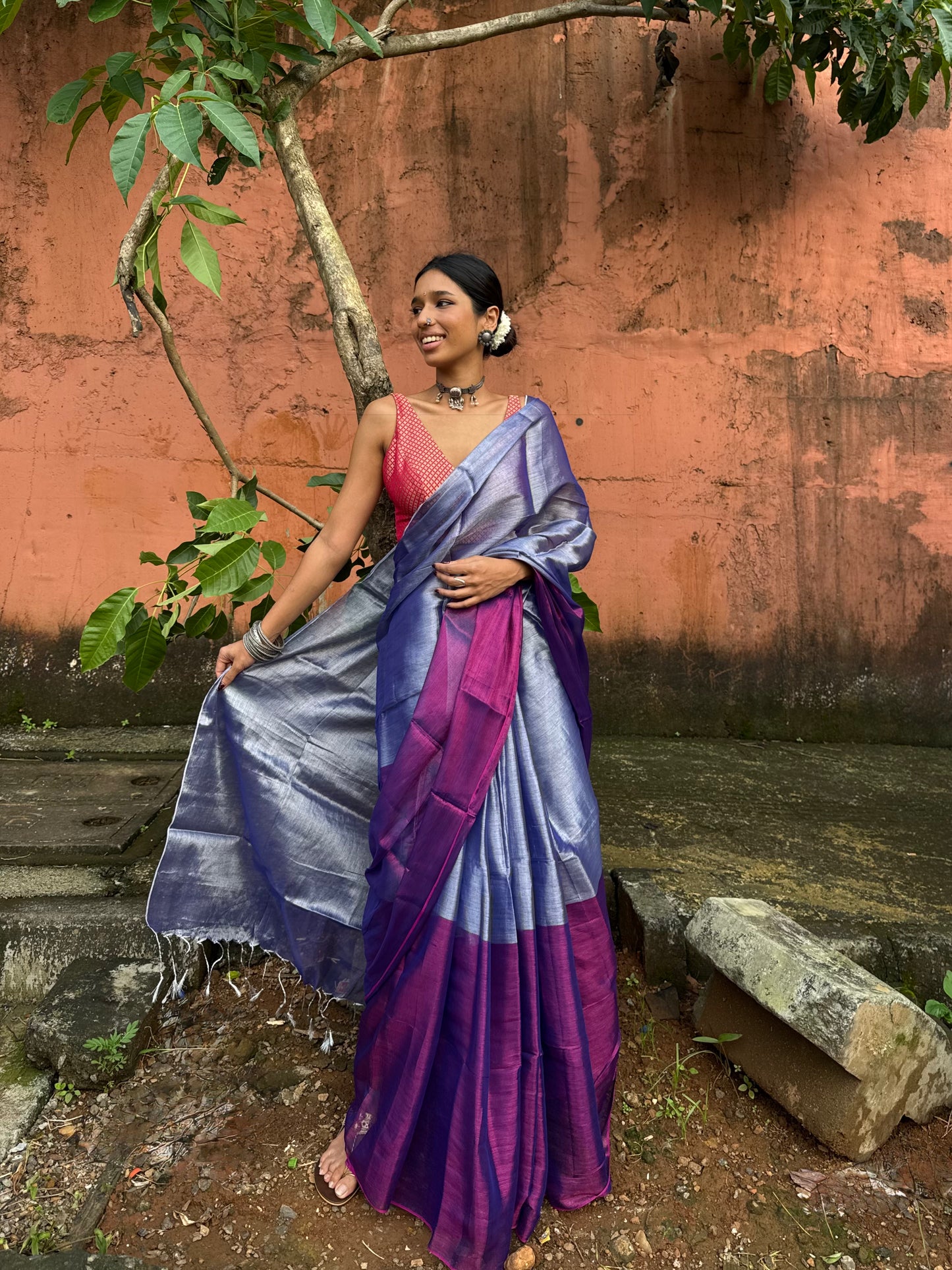 Violet Tissue Silk Saree