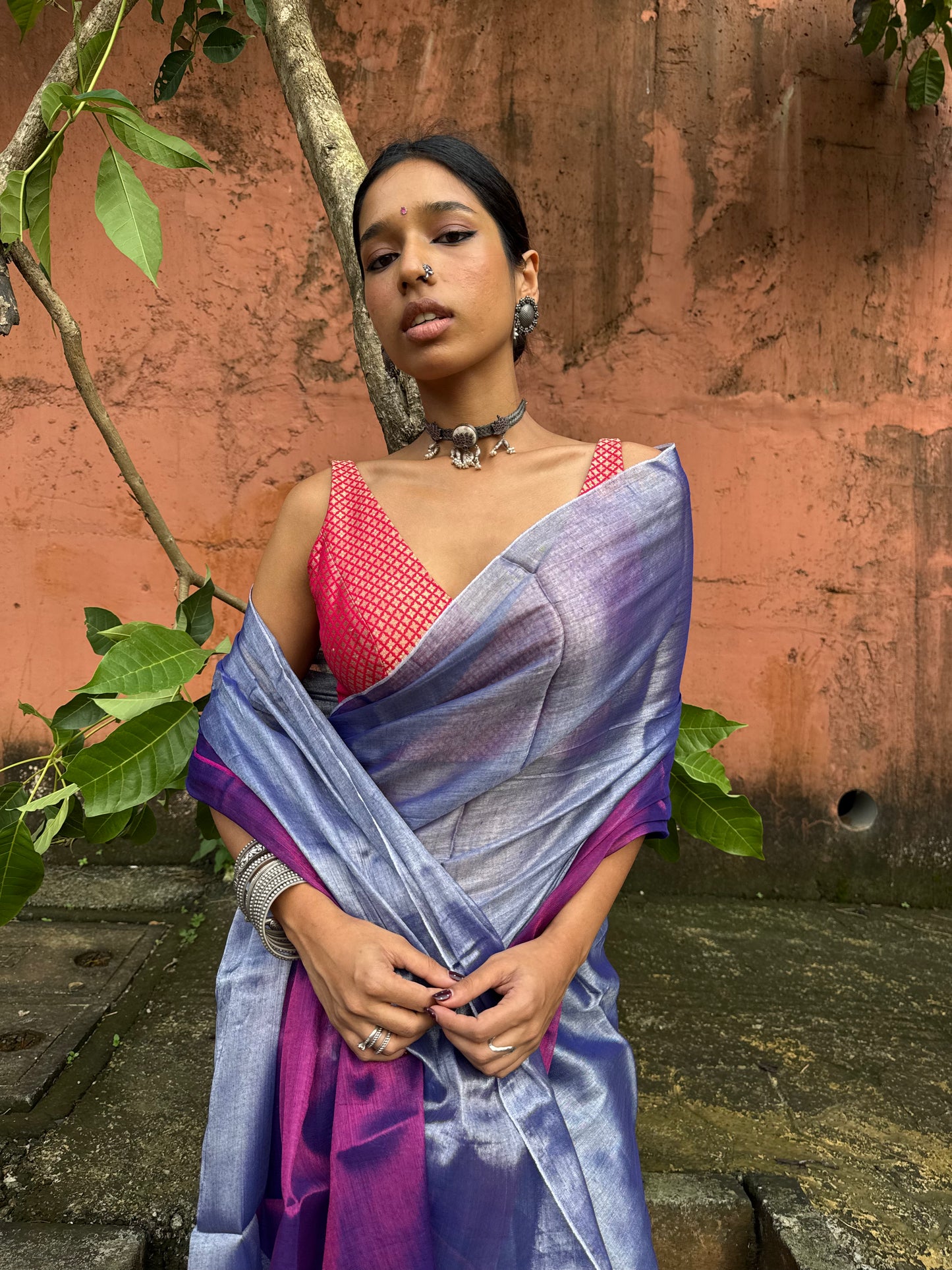 Violet Tissue Silk Saree