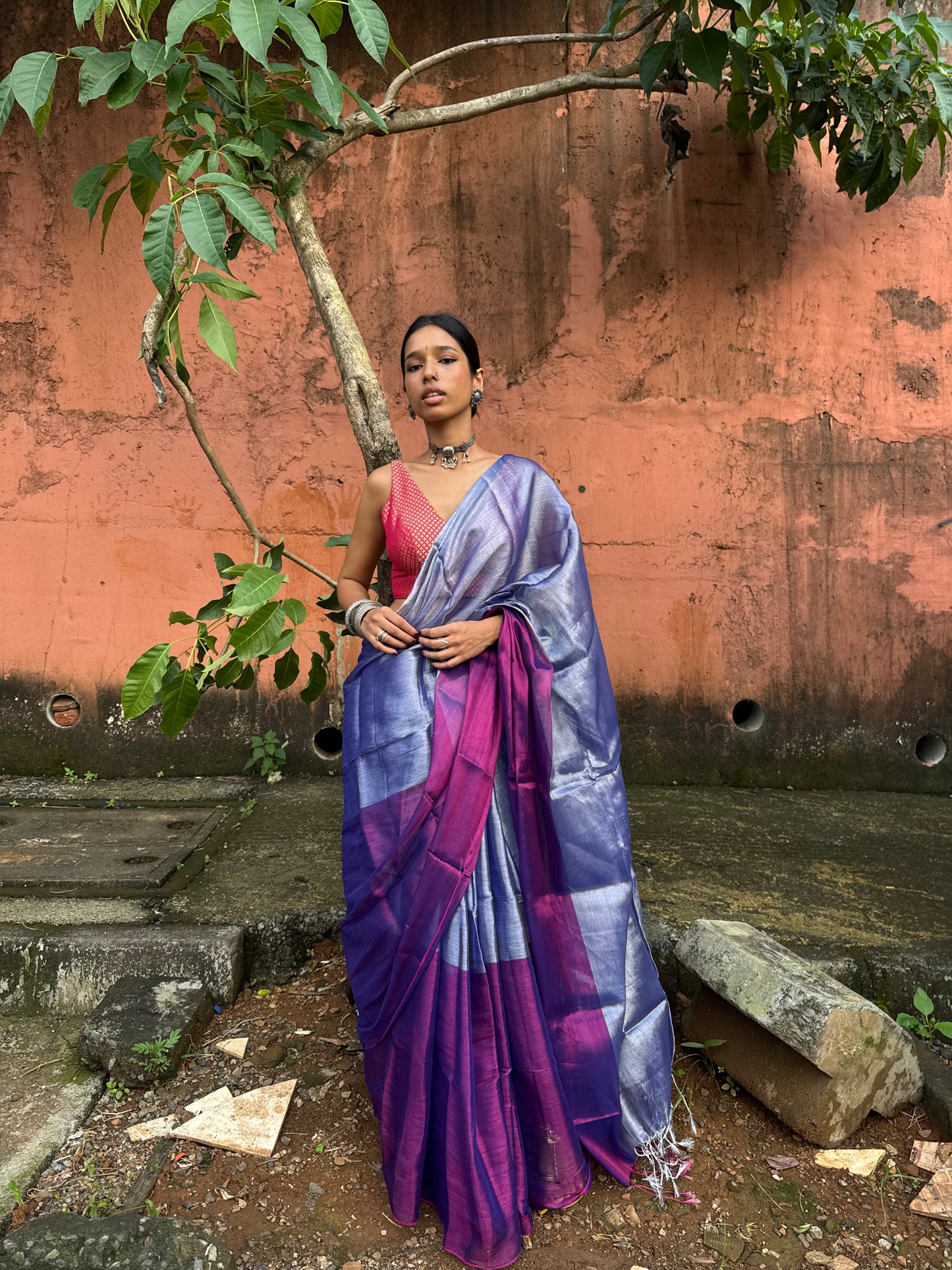 Violet Tissue Silk Saree
