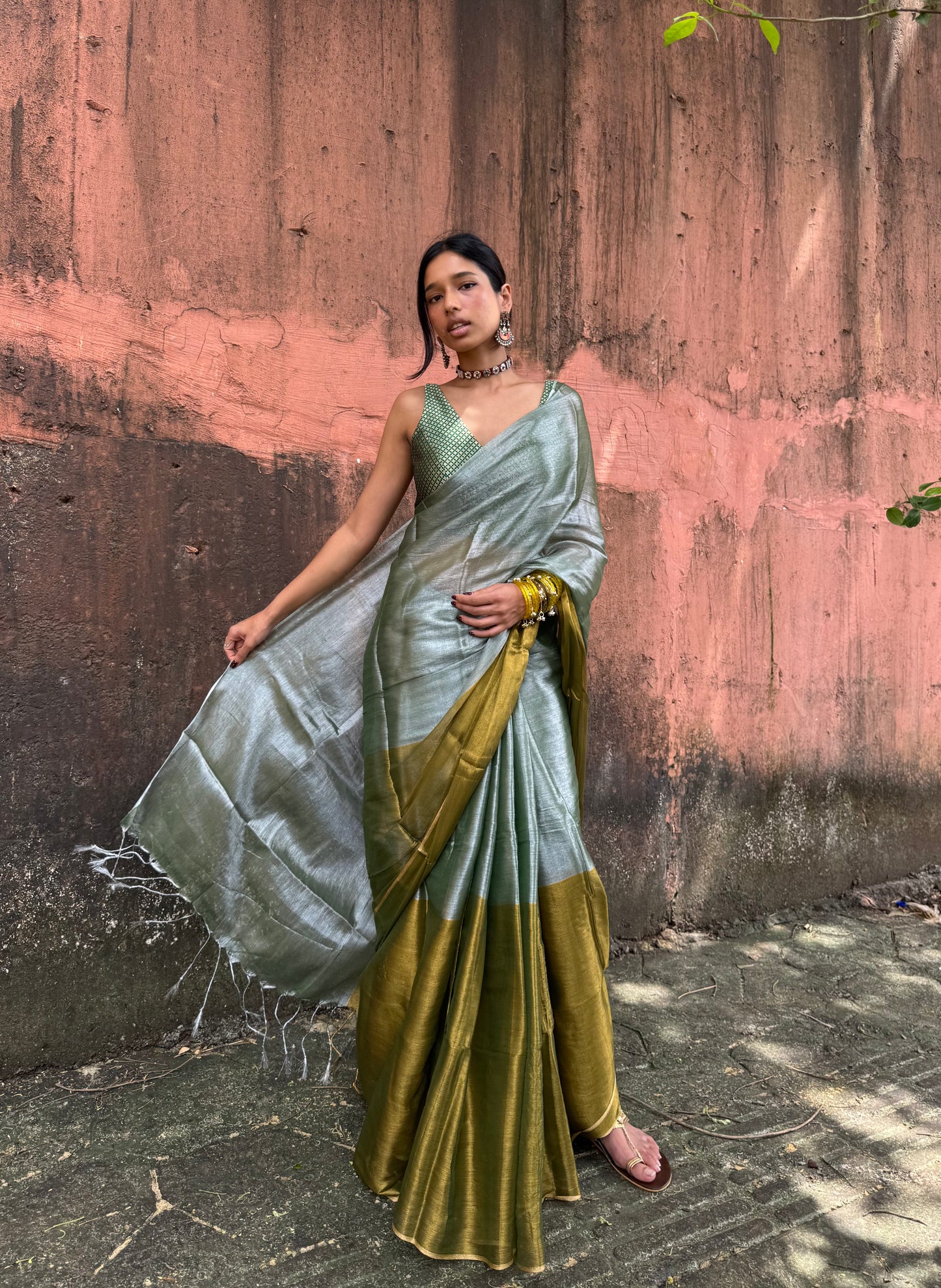 Pista Tissue Silk Saree