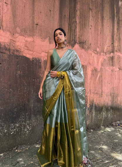 Pista Tissue Silk Saree