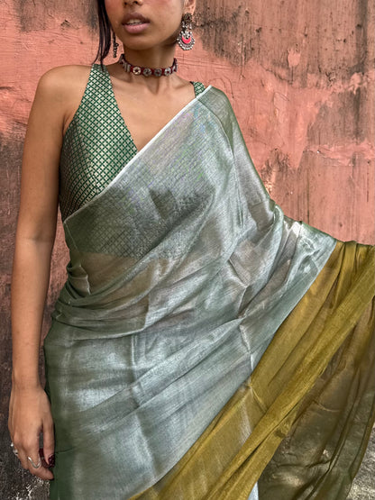 Pista Tissue Silk Saree