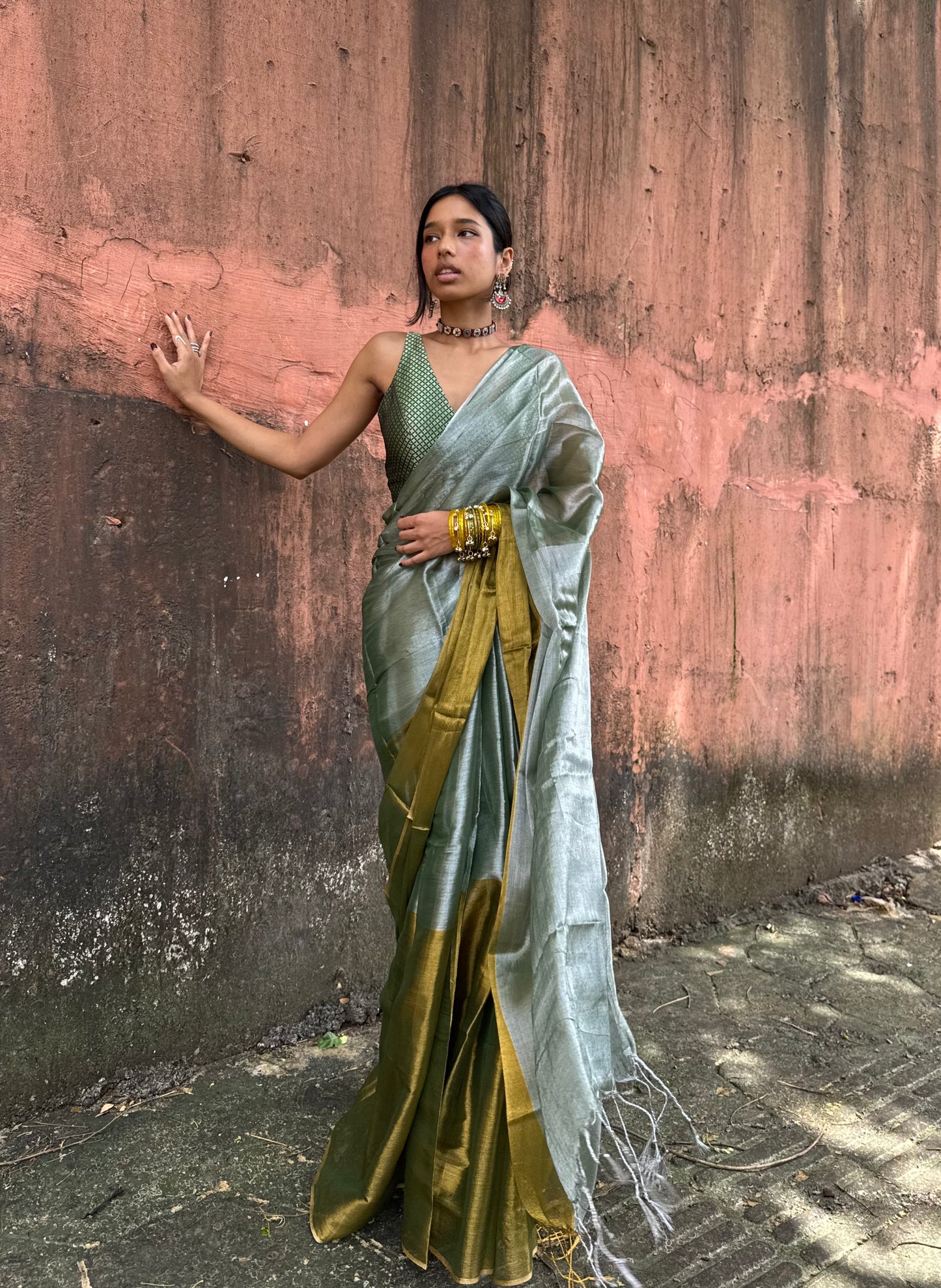 Pista Tissue Silk Saree