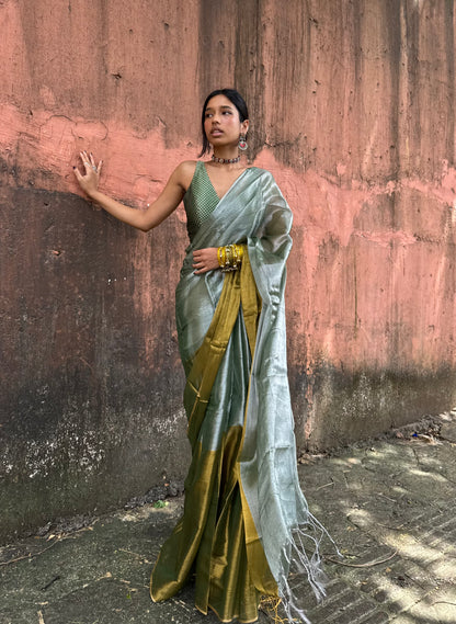 Pista Tissue Silk Saree