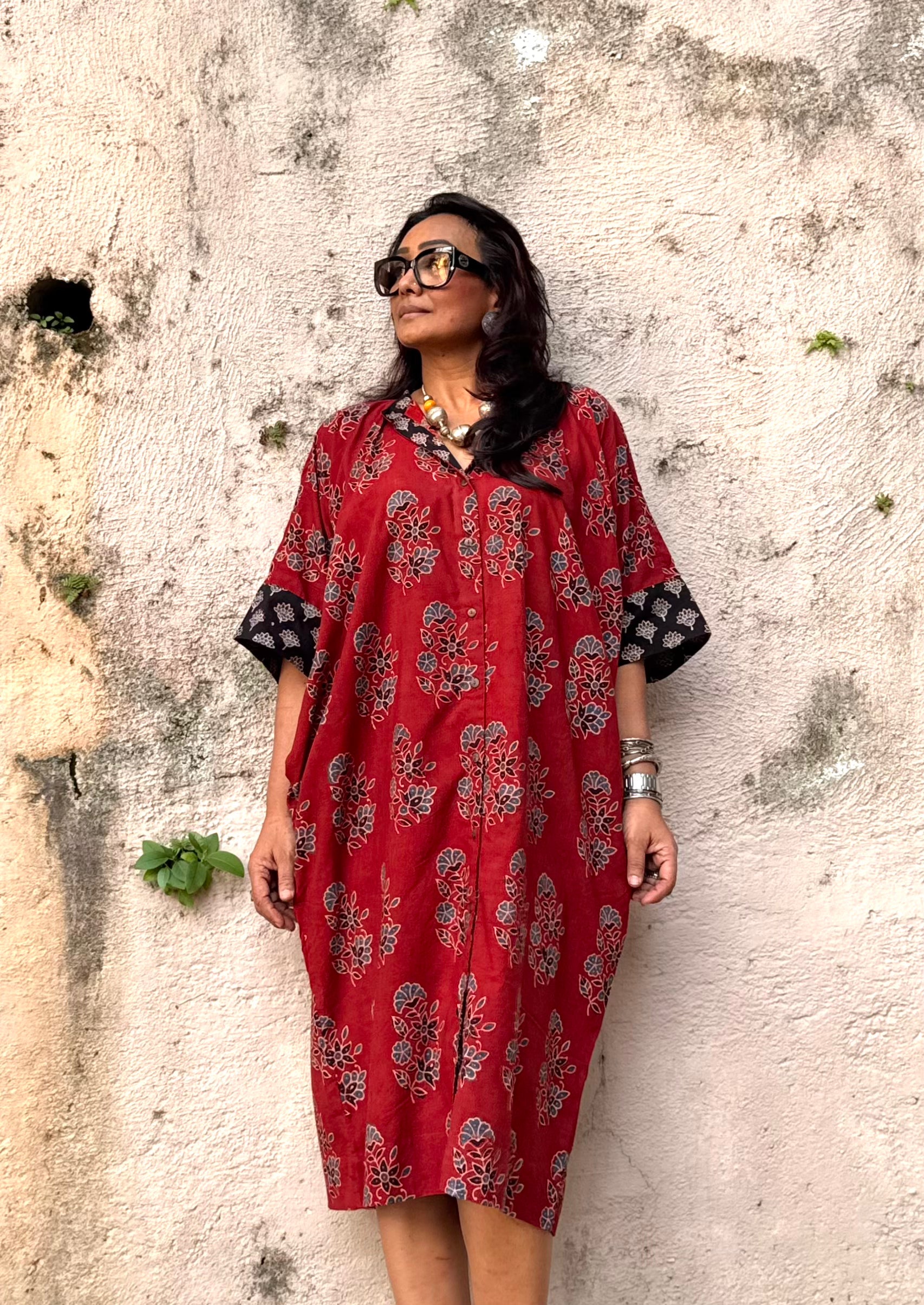 Mud Ajrakh Cotton Kaftan Dress
