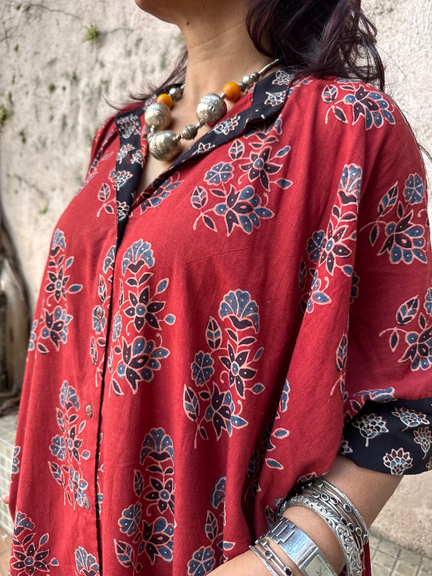 Mud Ajrakh Cotton Kaftan Dress
