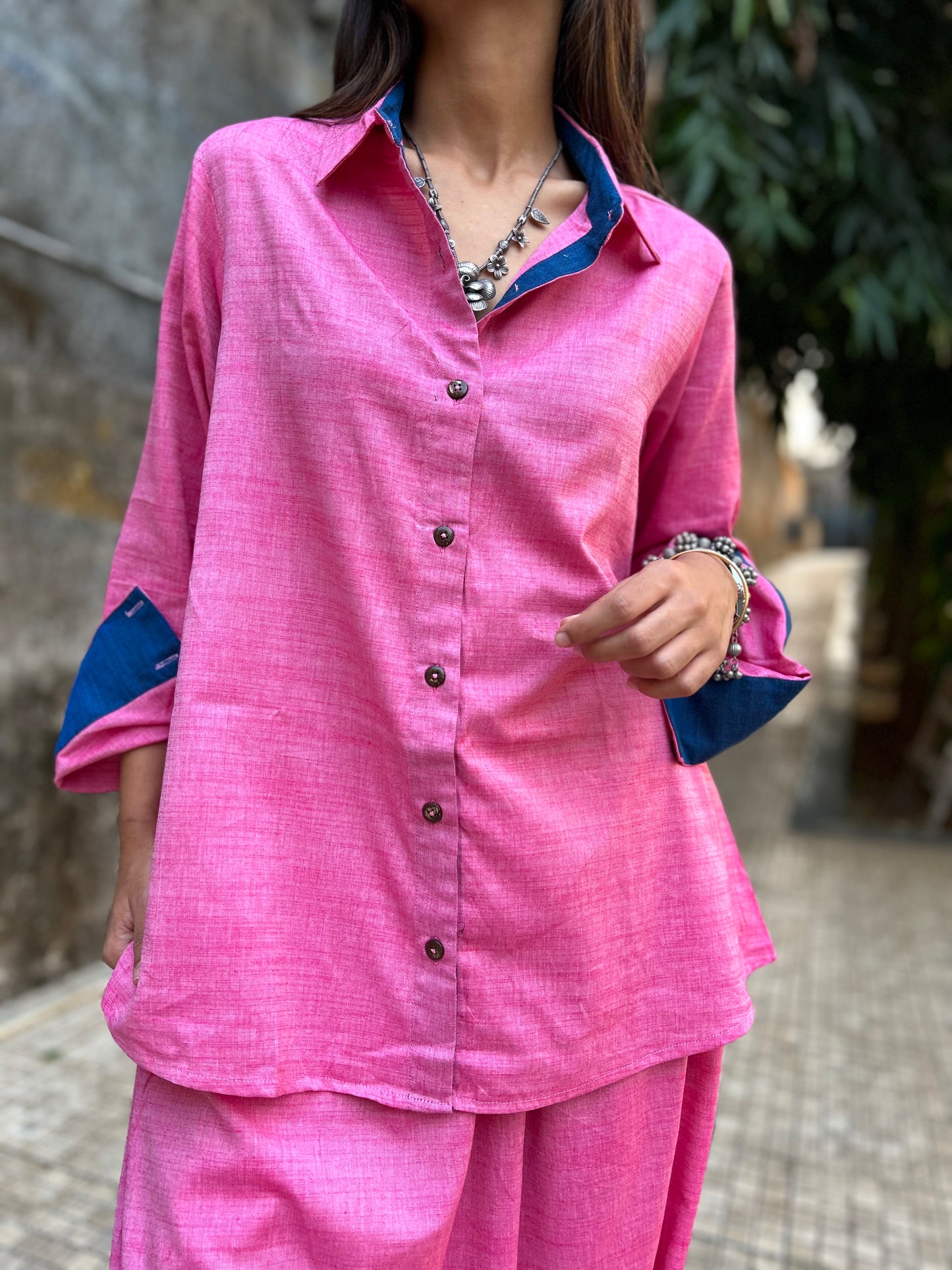 Candy Pink Shirt dhoti co-ord