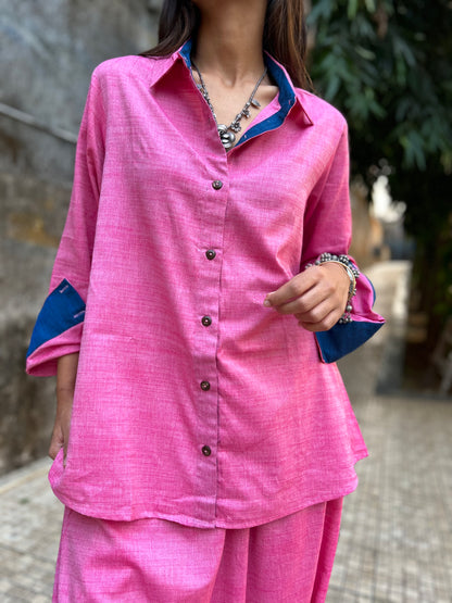 Candy Pink Shirt dhoti co-ord
