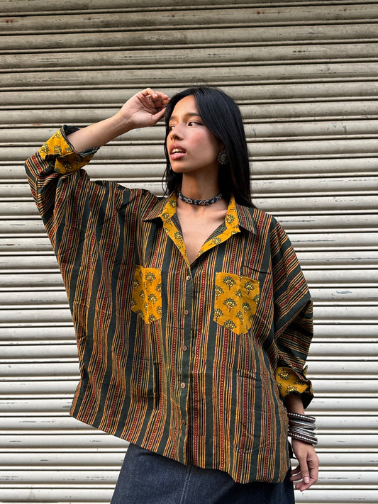 Panna Ajrakh Cotton Shirt