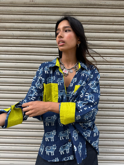 Moo-d Indigo Cotton Shirt