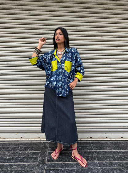 Moo-d Indigo Cotton Shirt