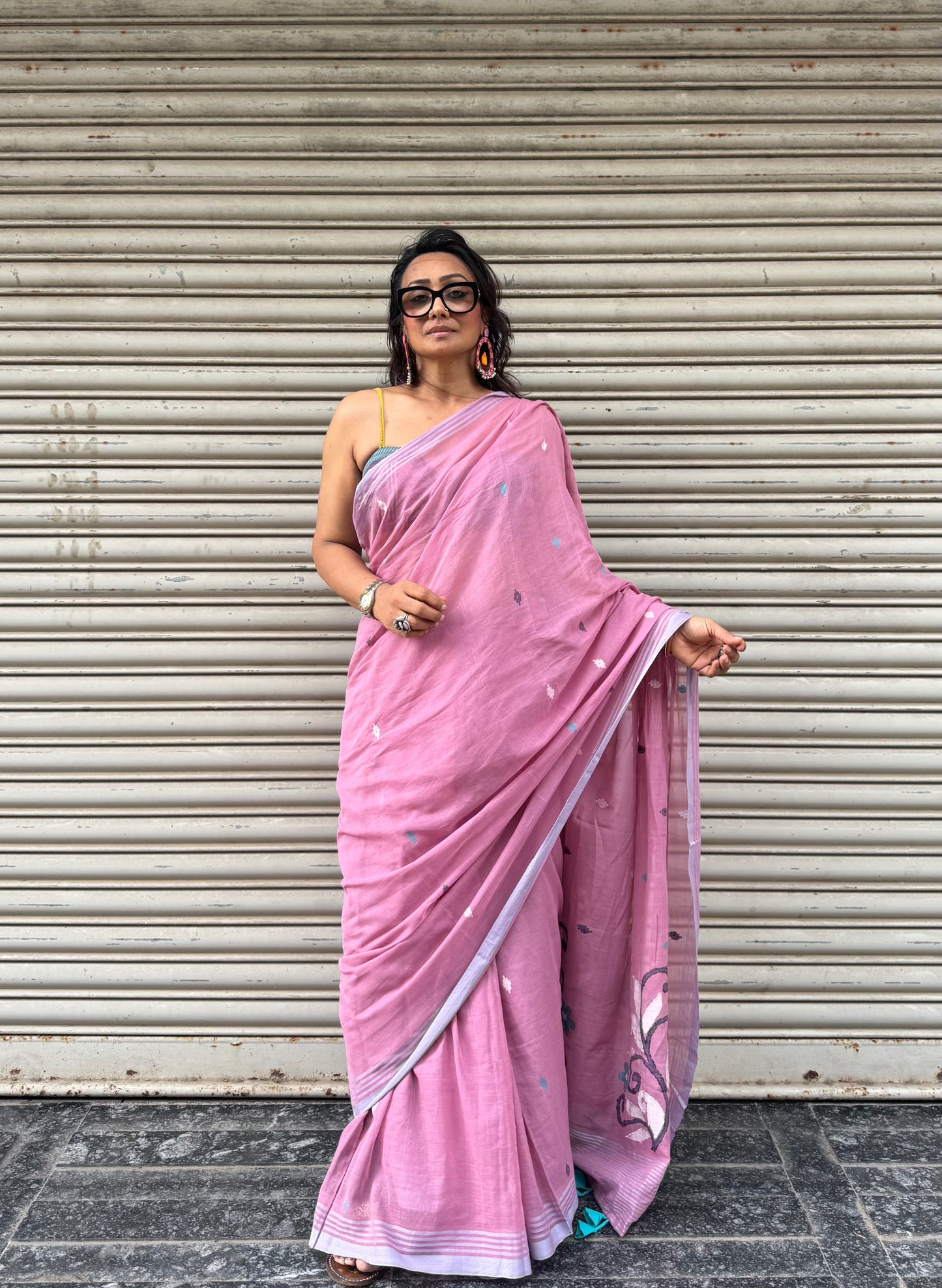Rose Petal Jamdani Cotton Saree