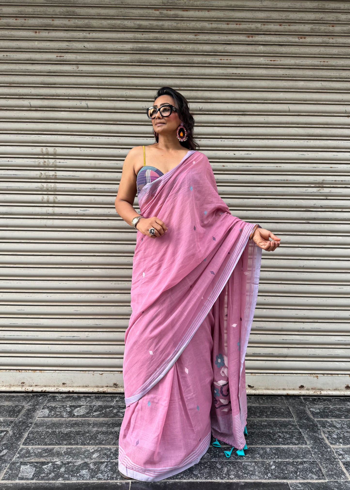 Rose Petal Jamdani Cotton Saree