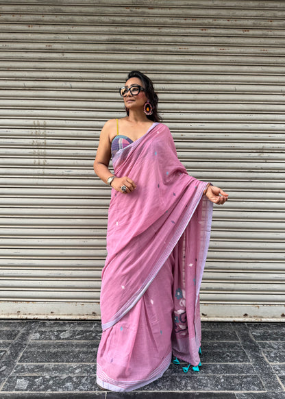 Rose Petal Jamdani Cotton Saree