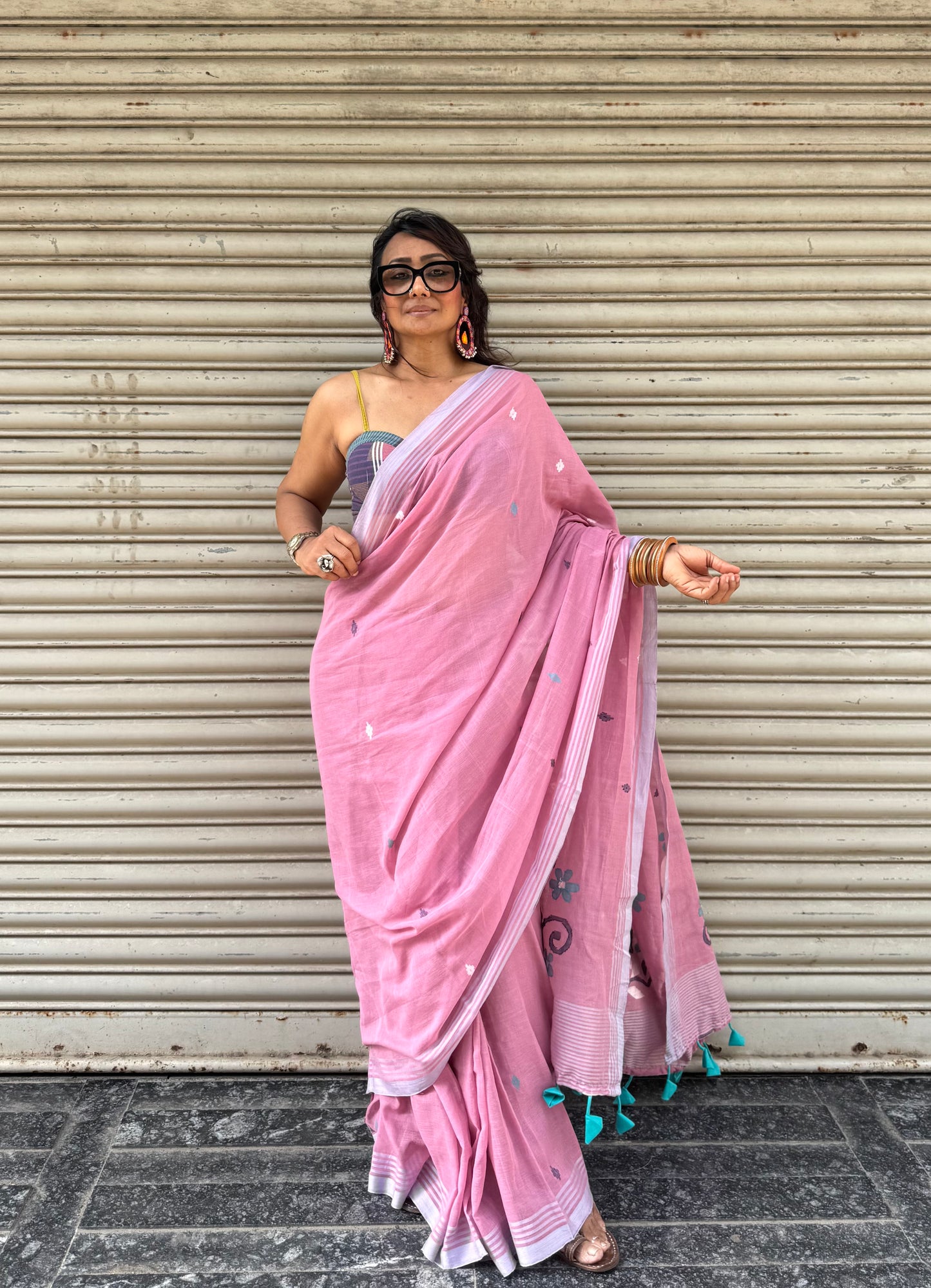 Rose Petal Jamdani Cotton Saree
