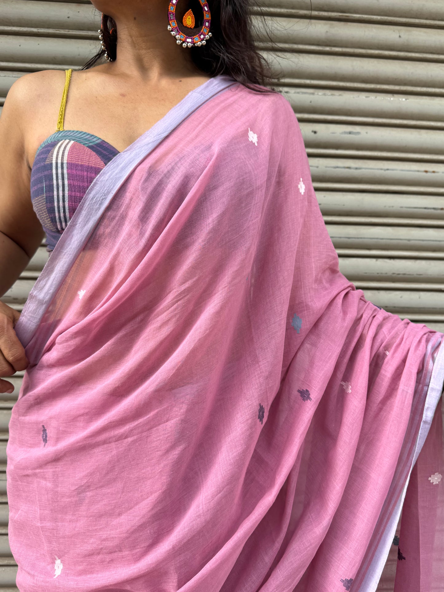 Rose Petal Jamdani Cotton Saree