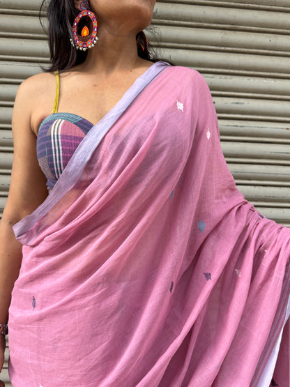 Rose Petal Jamdani Cotton Saree