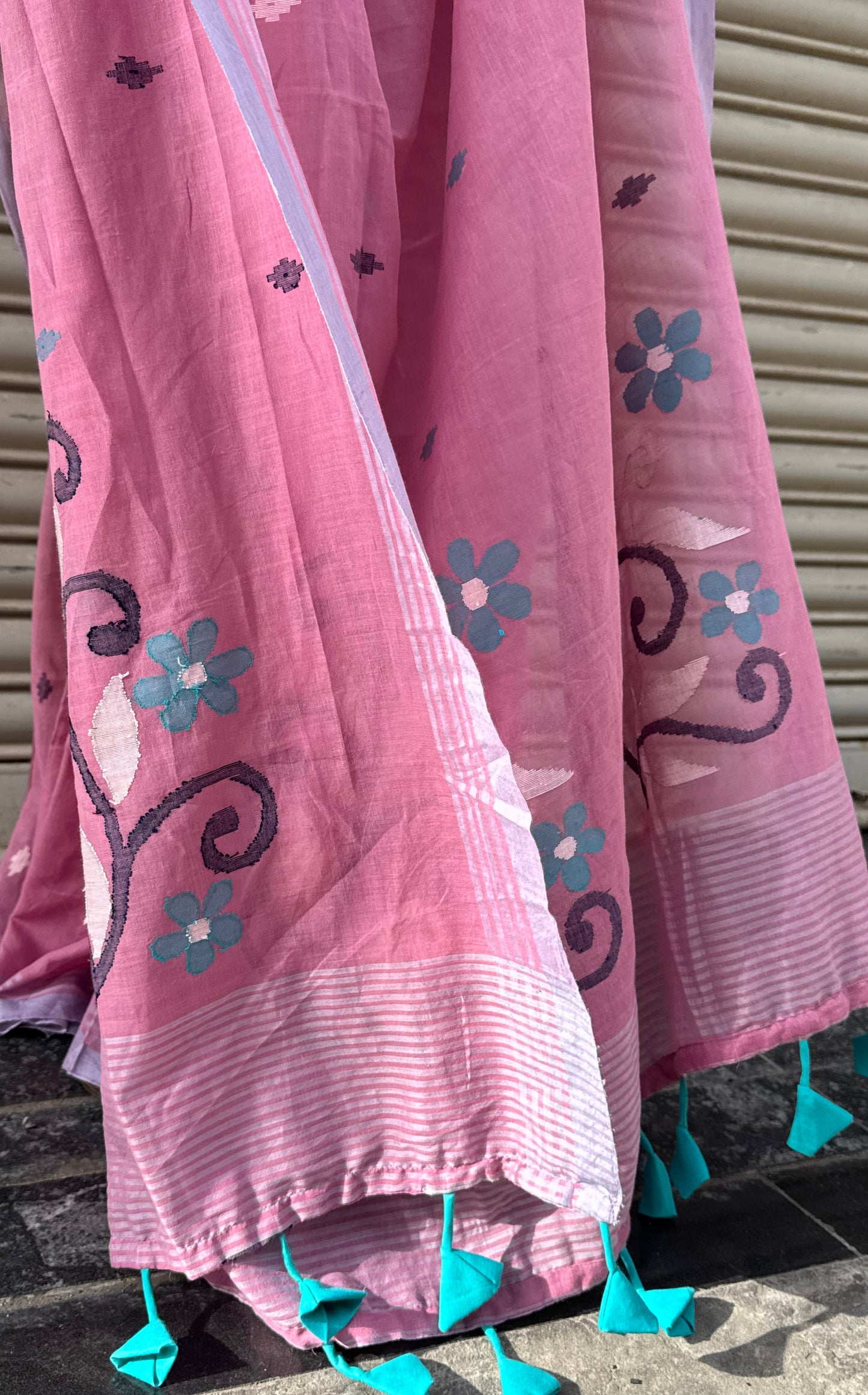Rose Petal Jamdani Cotton Saree