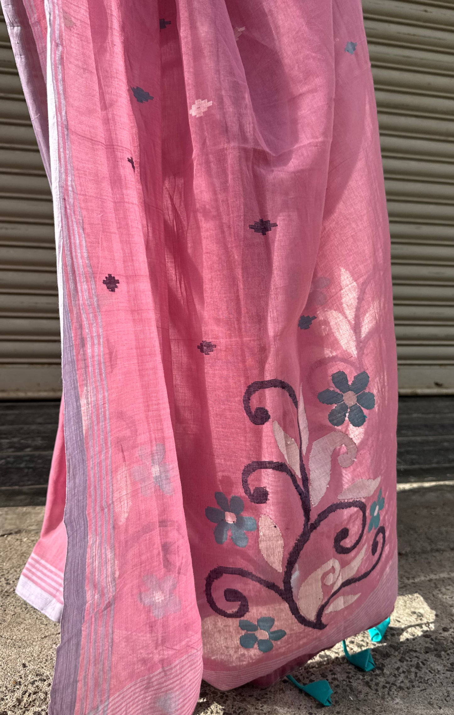 Rose Petal Jamdani Cotton Saree