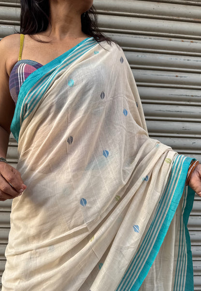 Vanilla Jamdani Cotton Saree