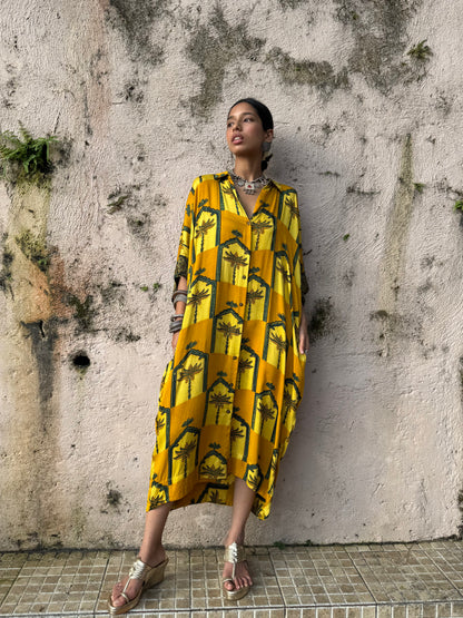 Haldi Modal Silk Kaftan dress