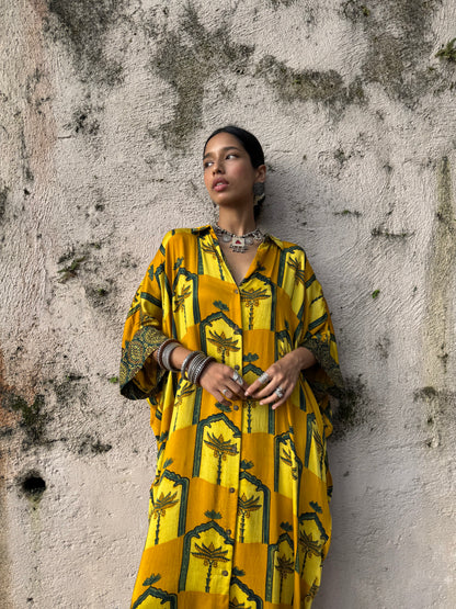 Haldi Modal Silk Kaftan dress