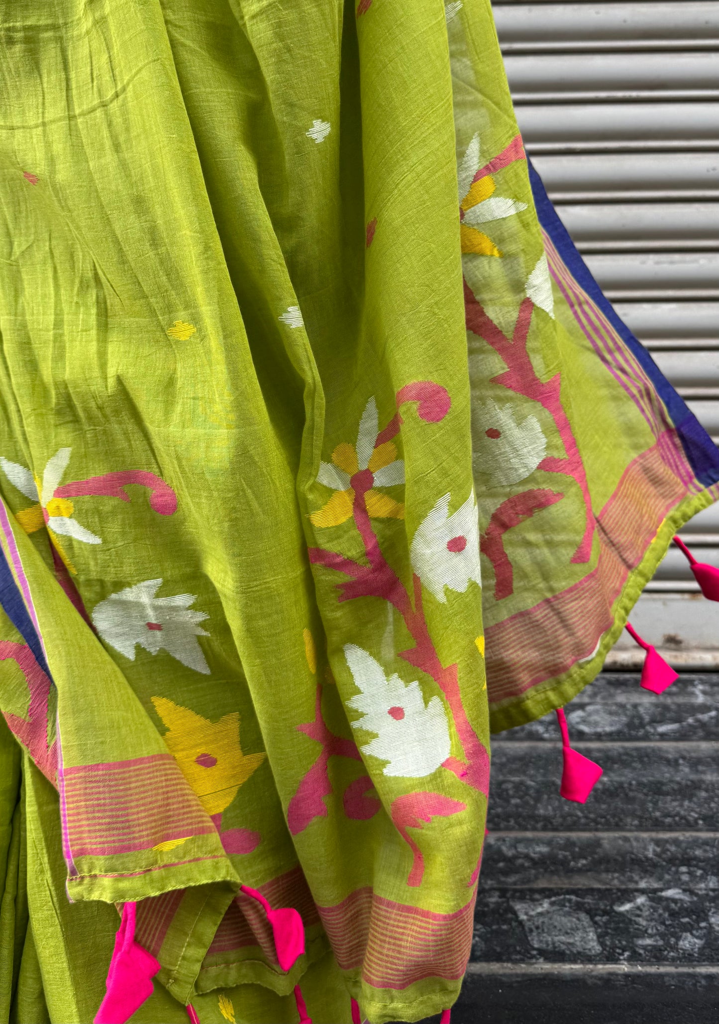 Lime Jamdani Cotton Saree