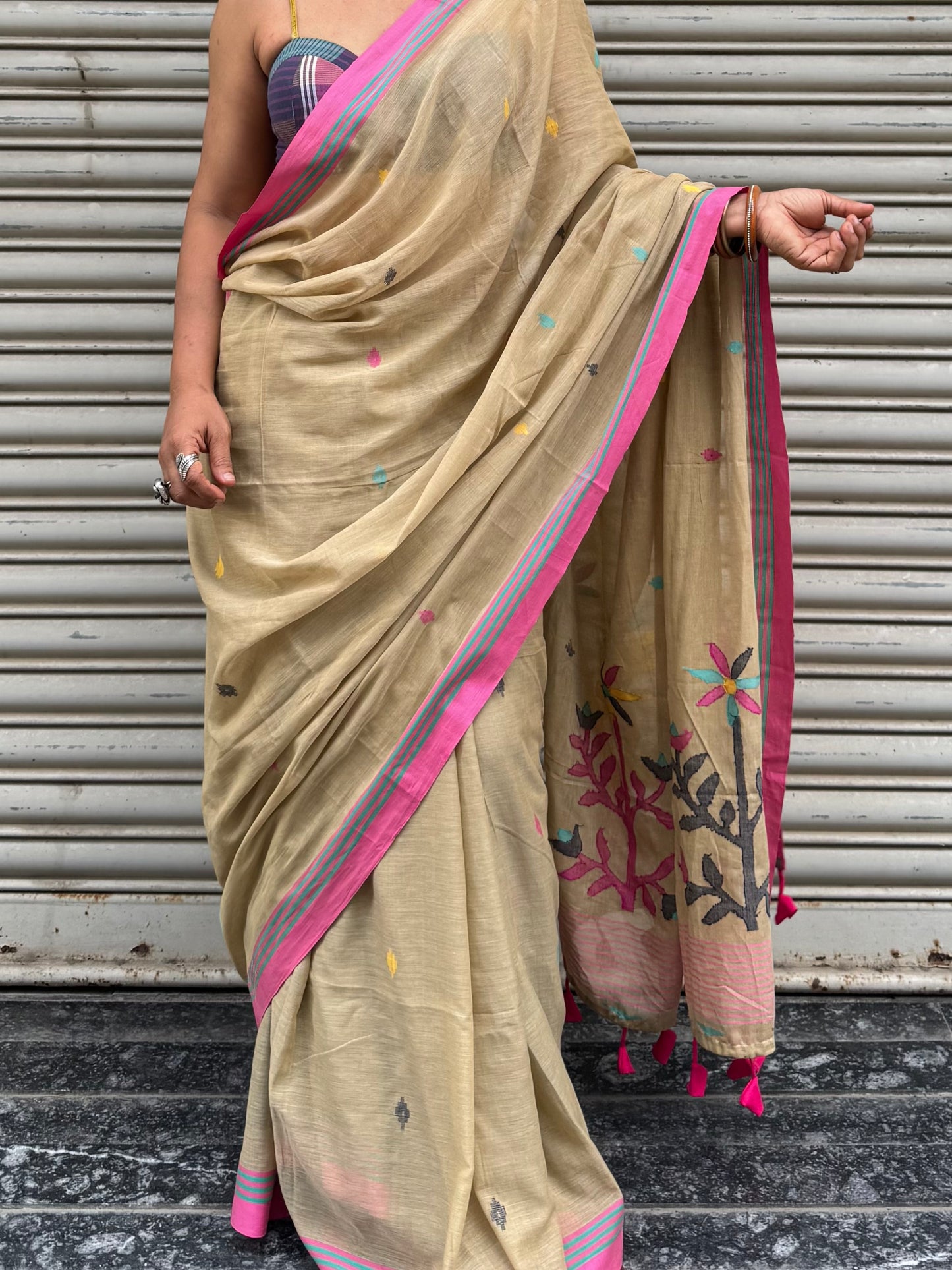 Meadow Jamdani Cotton Saree