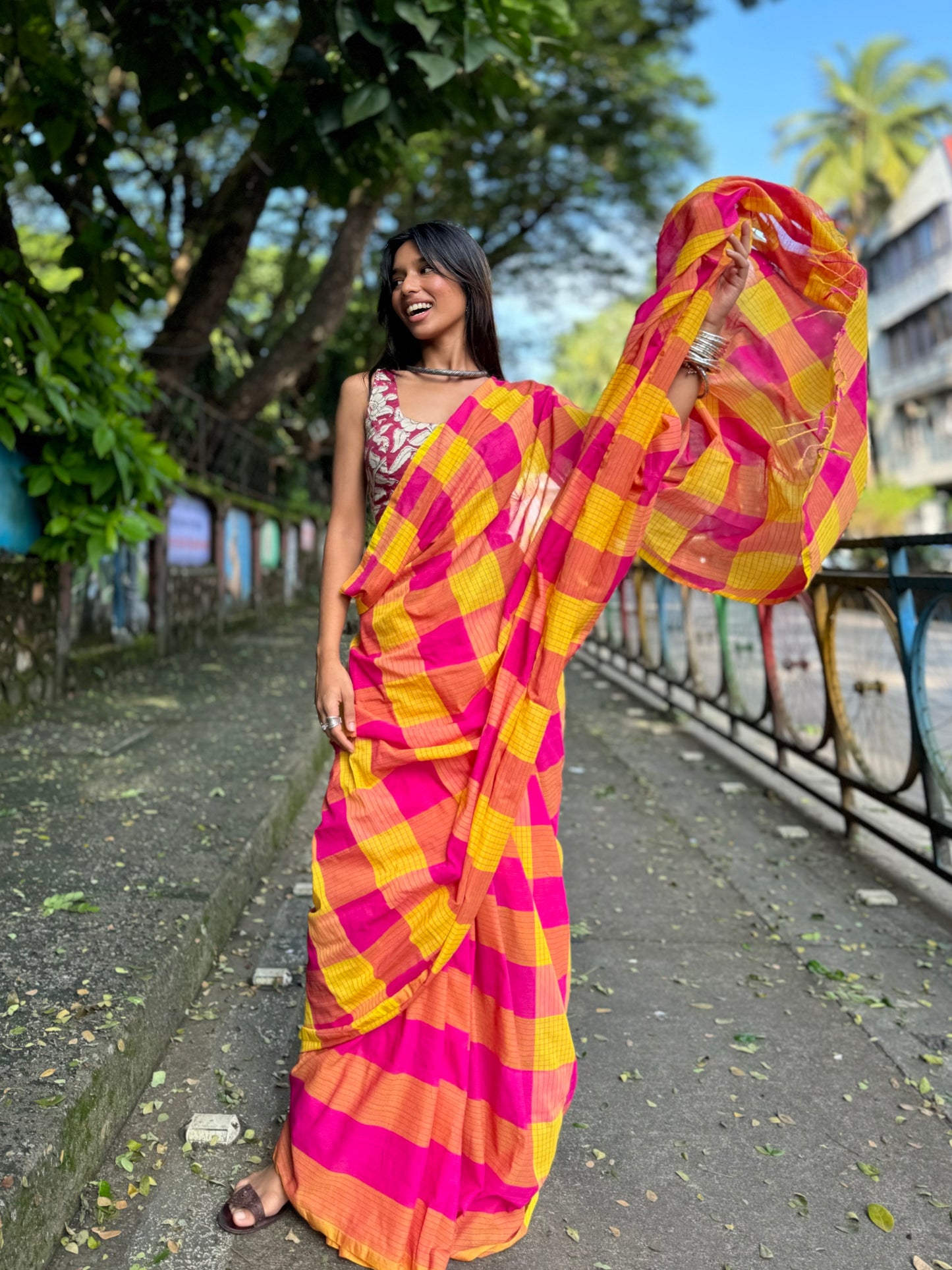 Bubblegum Gamcha saree