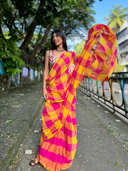 Bubblegum Gamcha saree