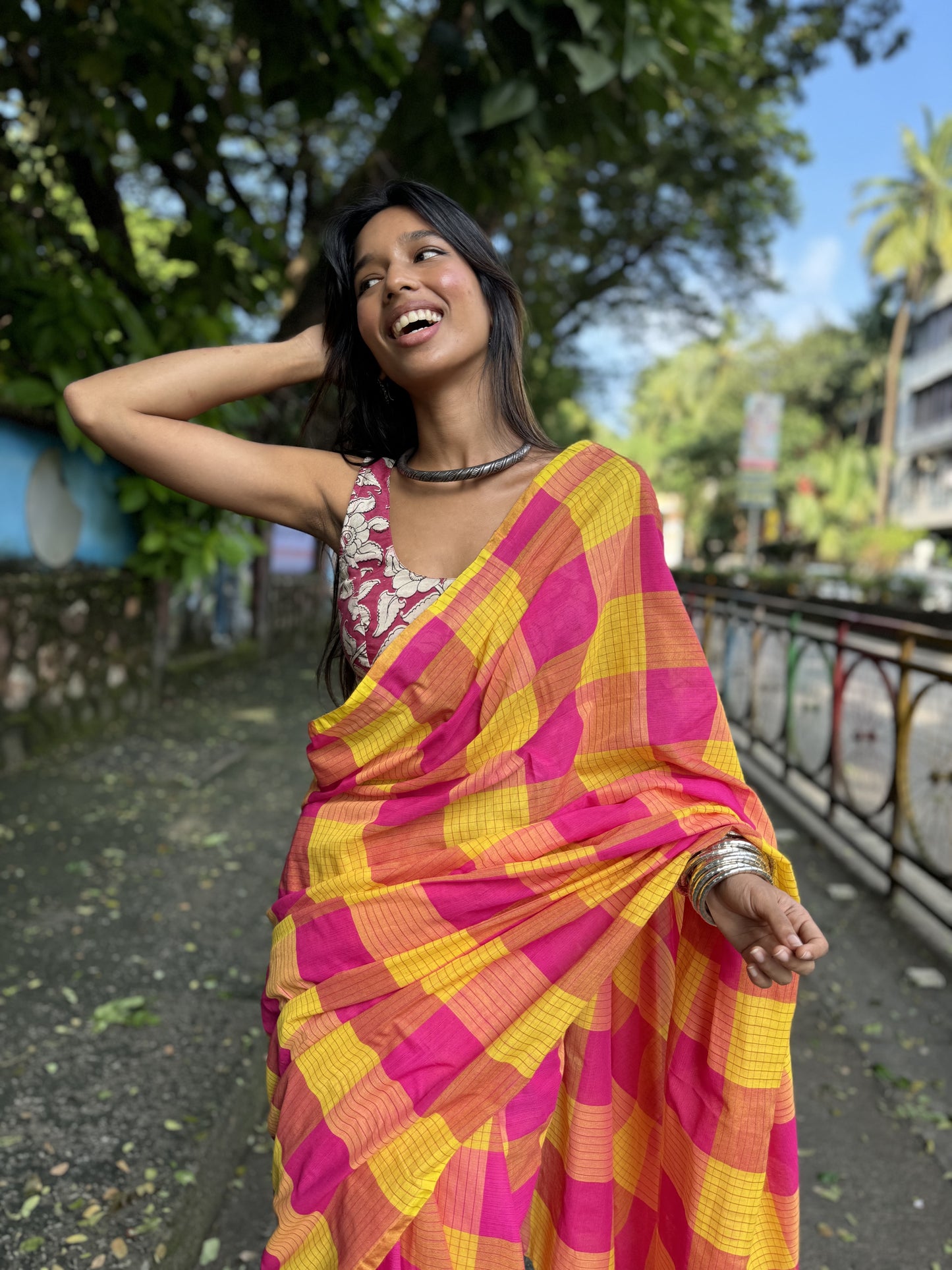 Bubblegum Gamcha saree