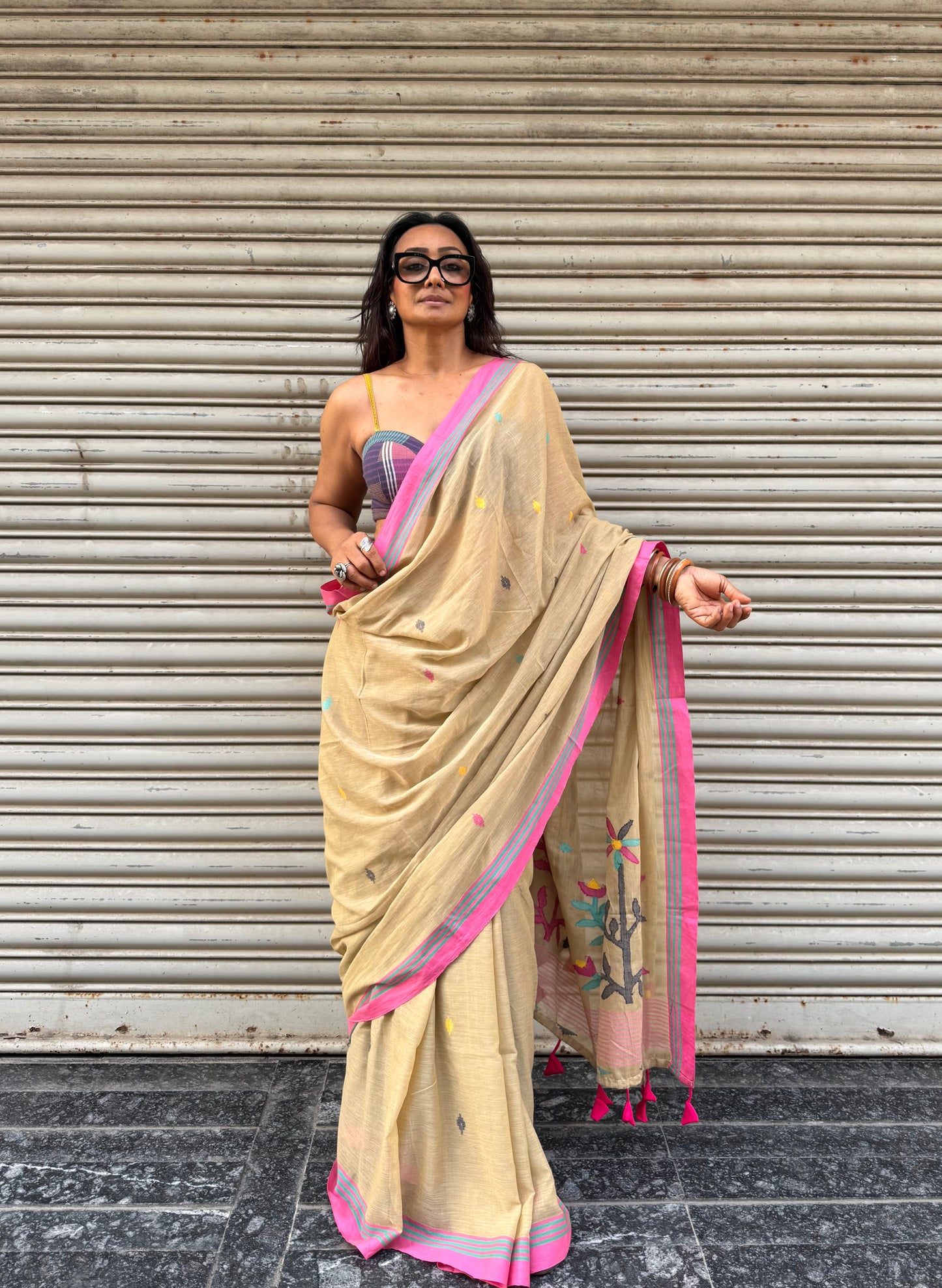 Meadow Jamdani Cotton Saree