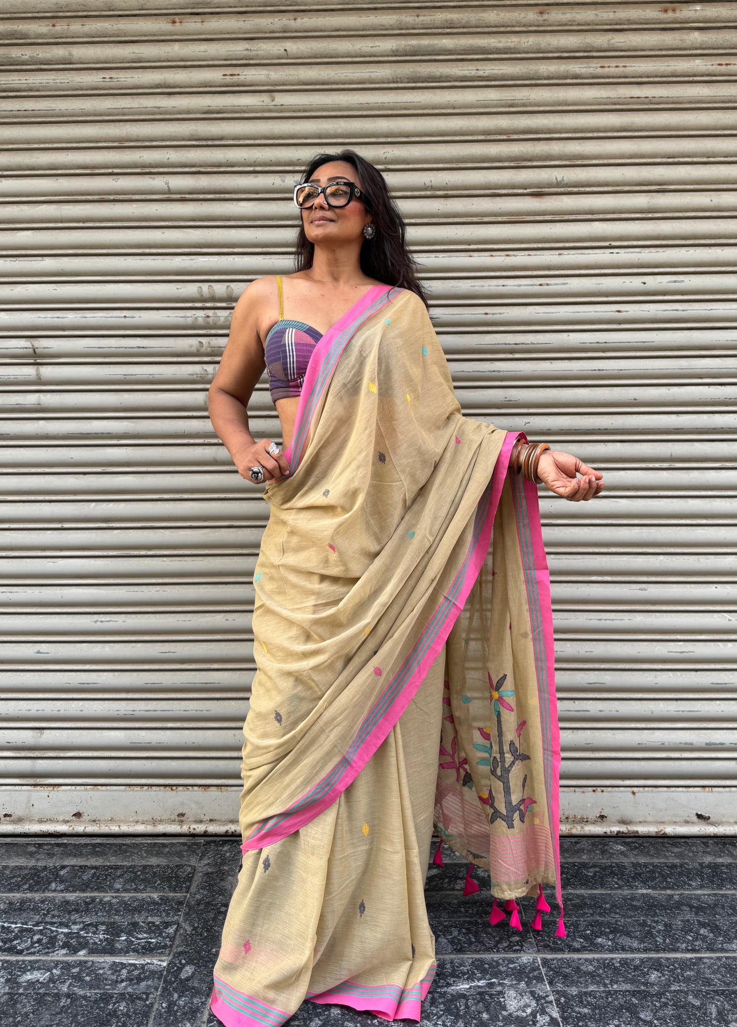 Meadow Jamdani Cotton Saree