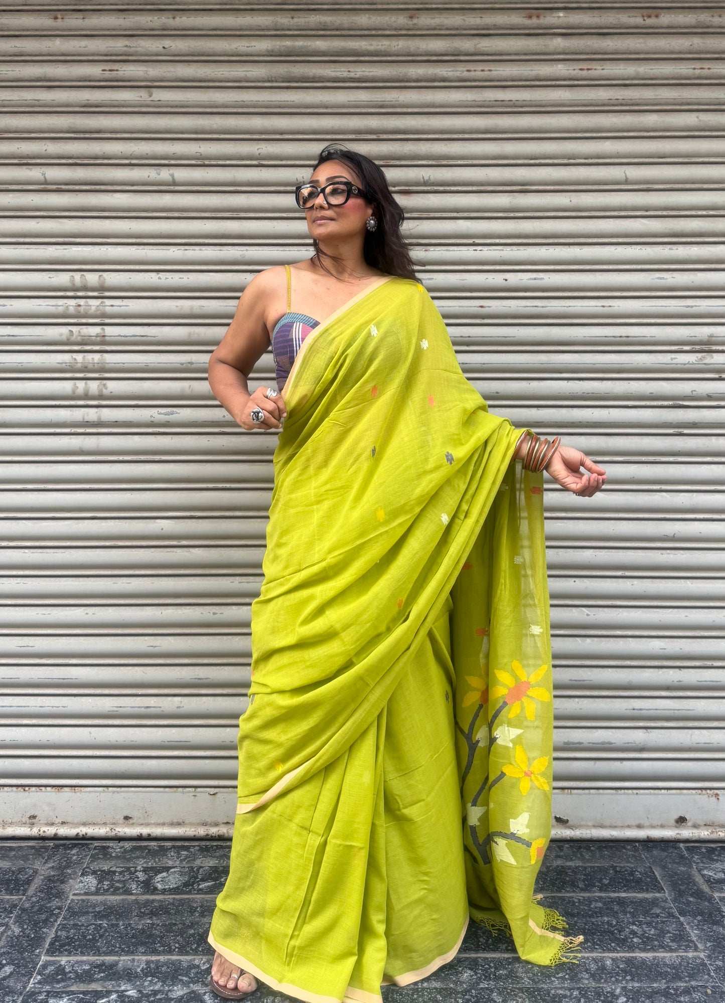 Willow Jamdani Cotton Saree