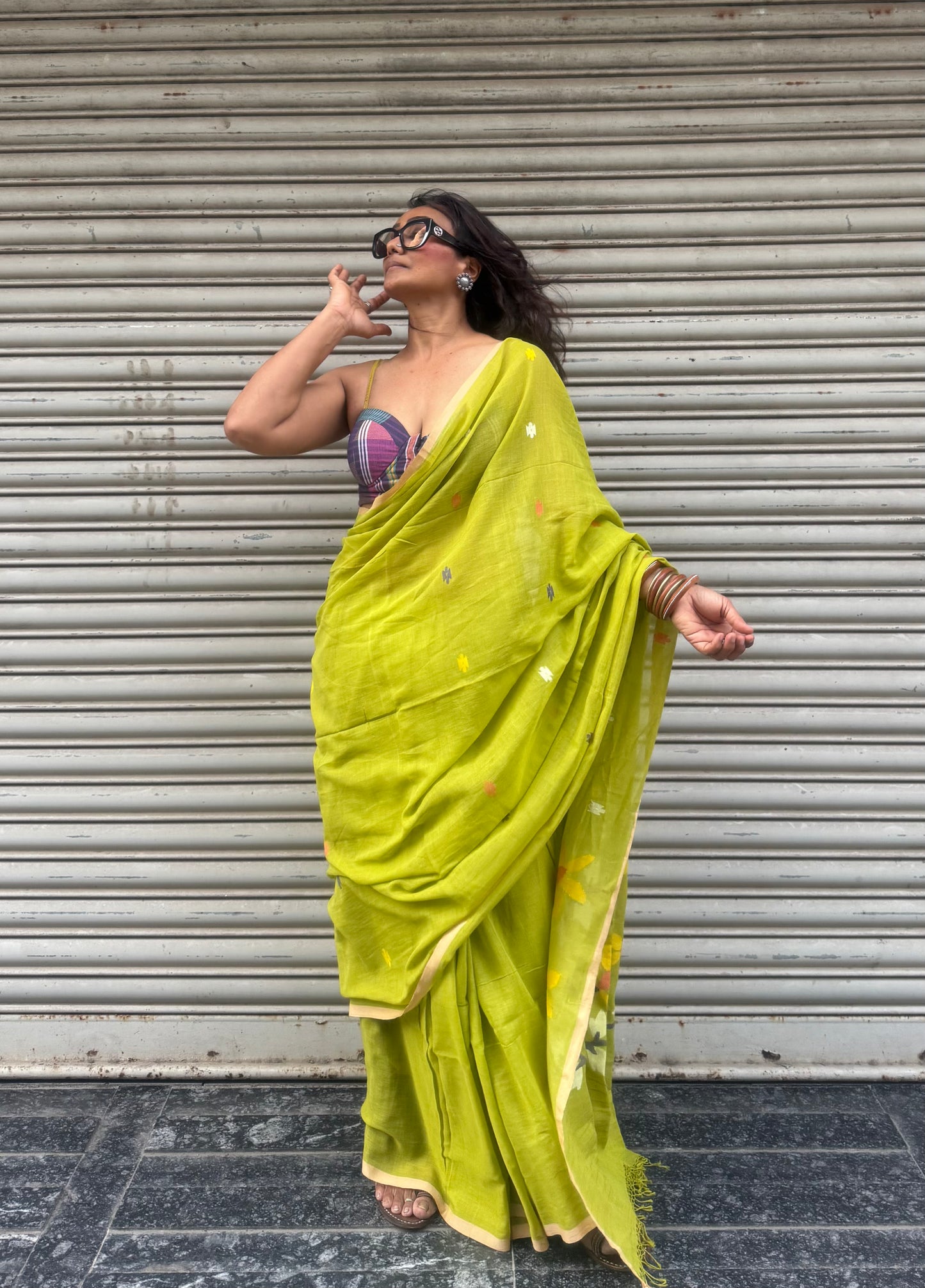 Willow Jamdani Cotton Saree