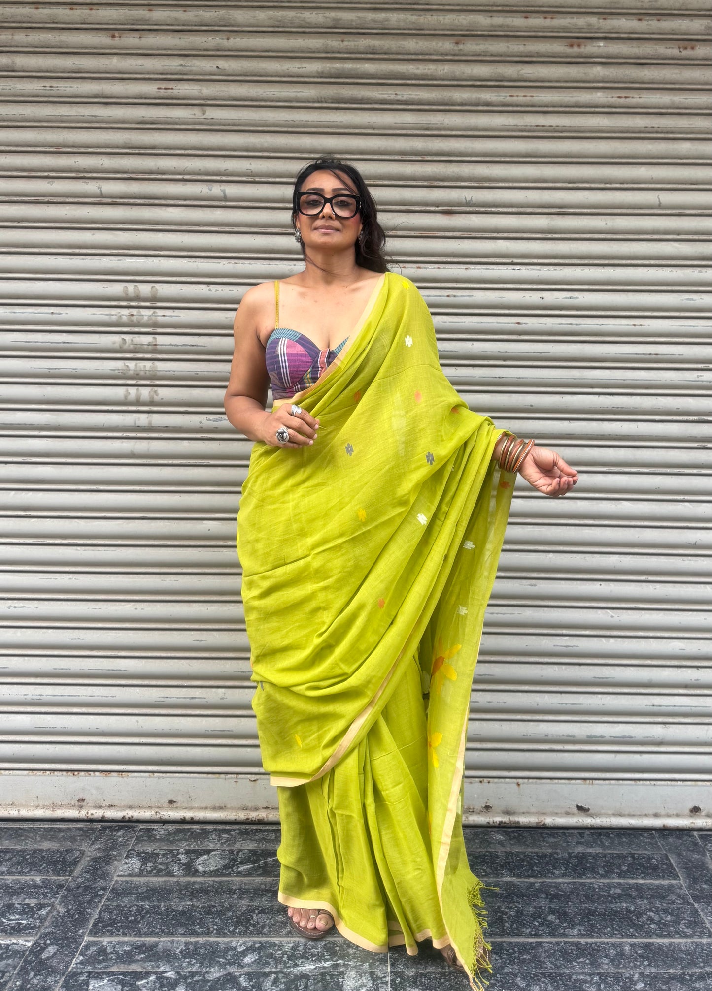 Willow Jamdani Cotton Saree