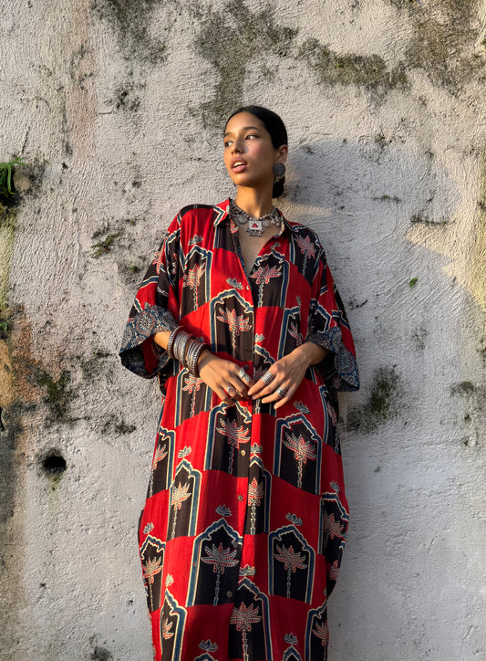 Rose Modal Silk Kaftan dress