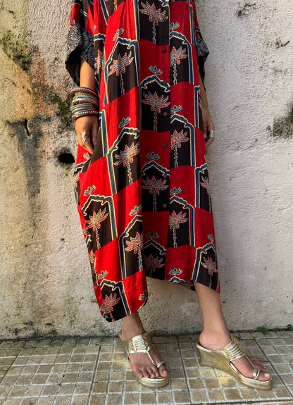 Rose Modal Silk Kaftan dress