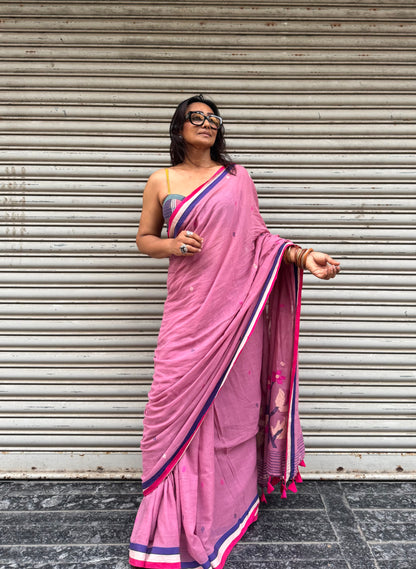 Pink Haze Jamdani Cotton Saree