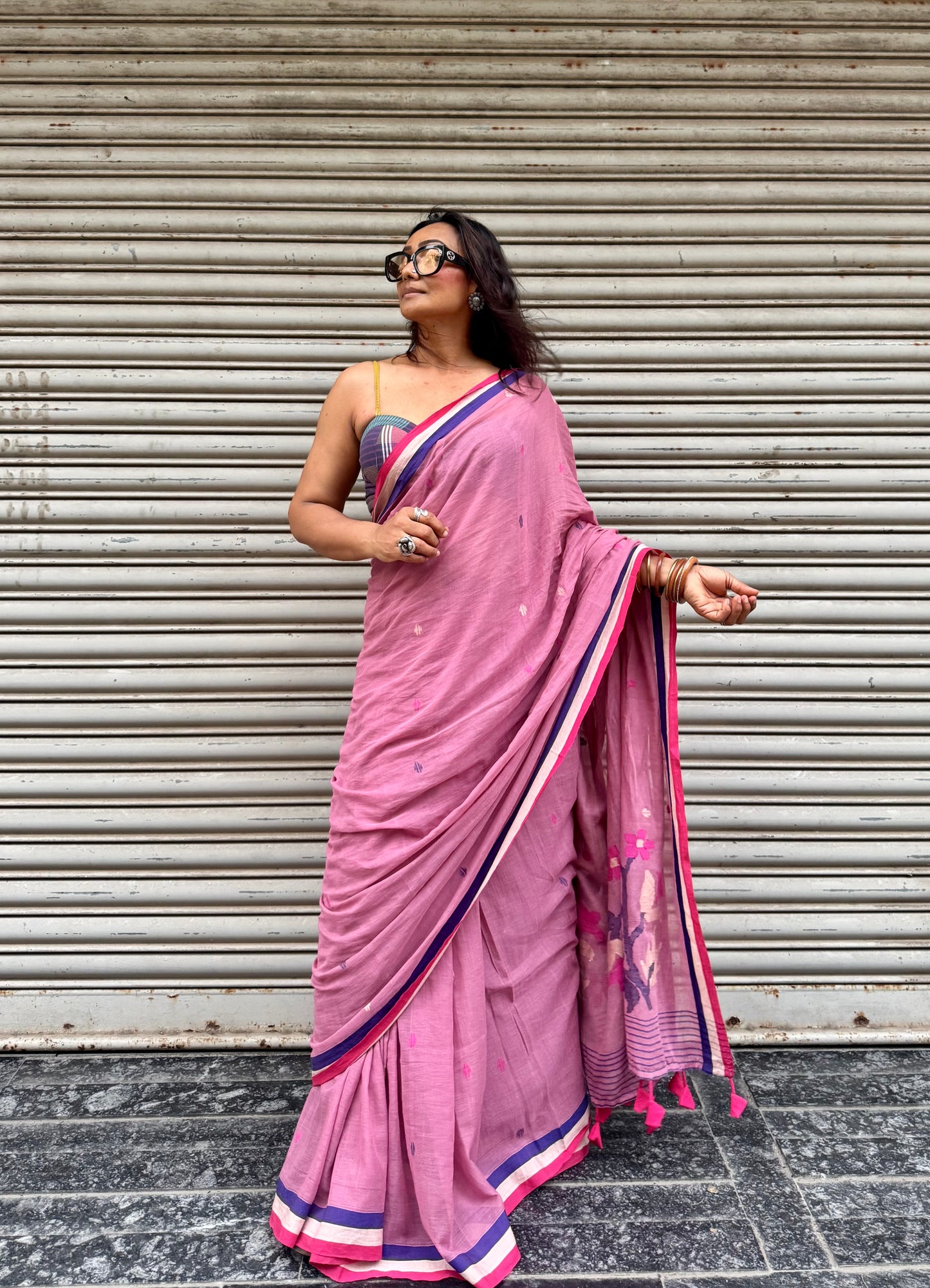 Pink Haze Jamdani Cotton Saree
