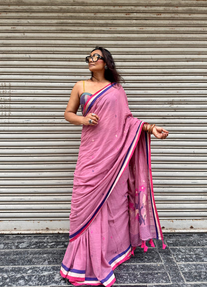 Pink Haze Jamdani Cotton Saree